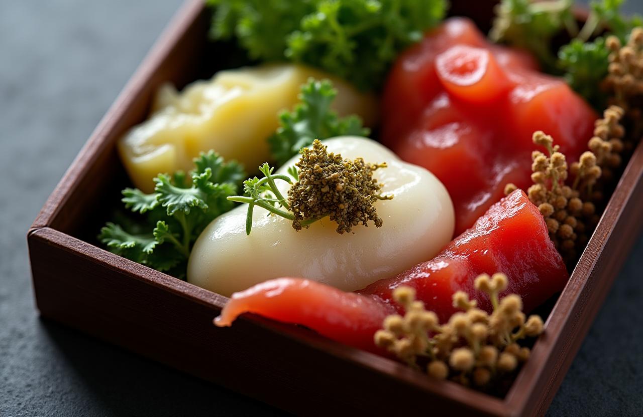 Изысканный бенто-бокс Seiren Kitchen крупным планом